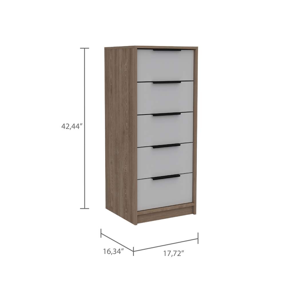 Cómoda Kaia Blanco 45x107.8cm De Cinco Hileras con Cinco Cajones - Cajoneras | Bylmo