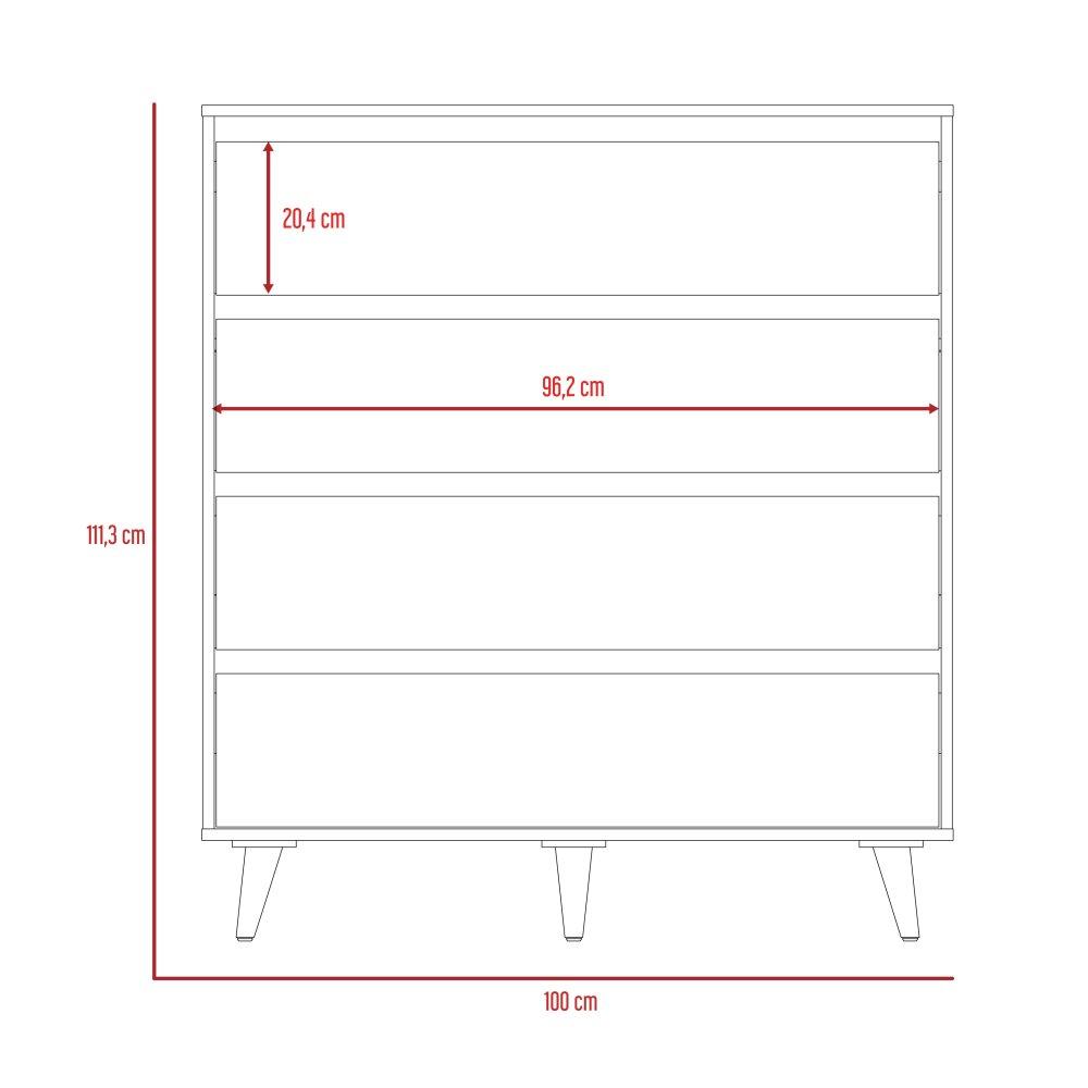 Cómoda Loira Siena 100 cm con Cuatro Cajones - Cajoneras | Bylmo
