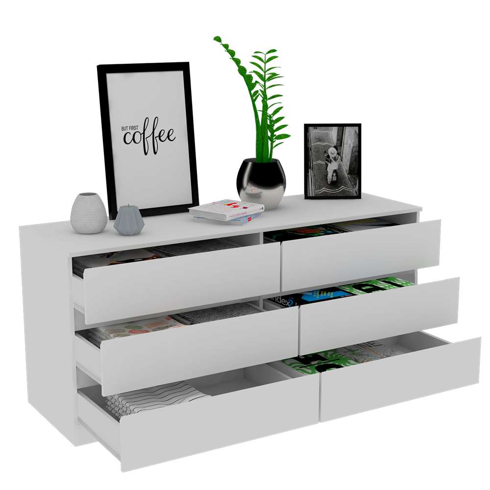 Cómoda Asteria Blanco 153x153cm De Tres Hileras con Tres Cajones - Cajoneras y Comodas | Bylmo