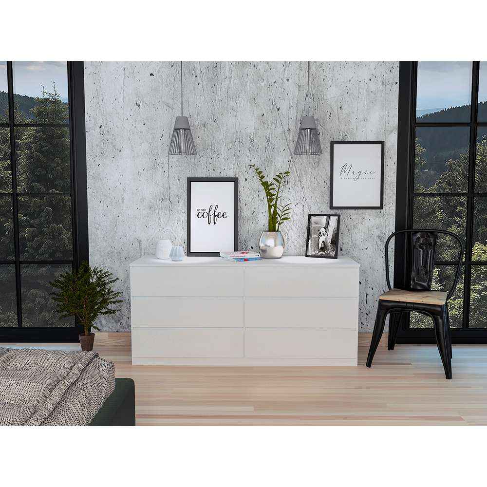 Cómoda Asteria Blanco 153x153cm De Tres Hileras con Tres Cajones - Cajoneras y Comodas | Bylmo