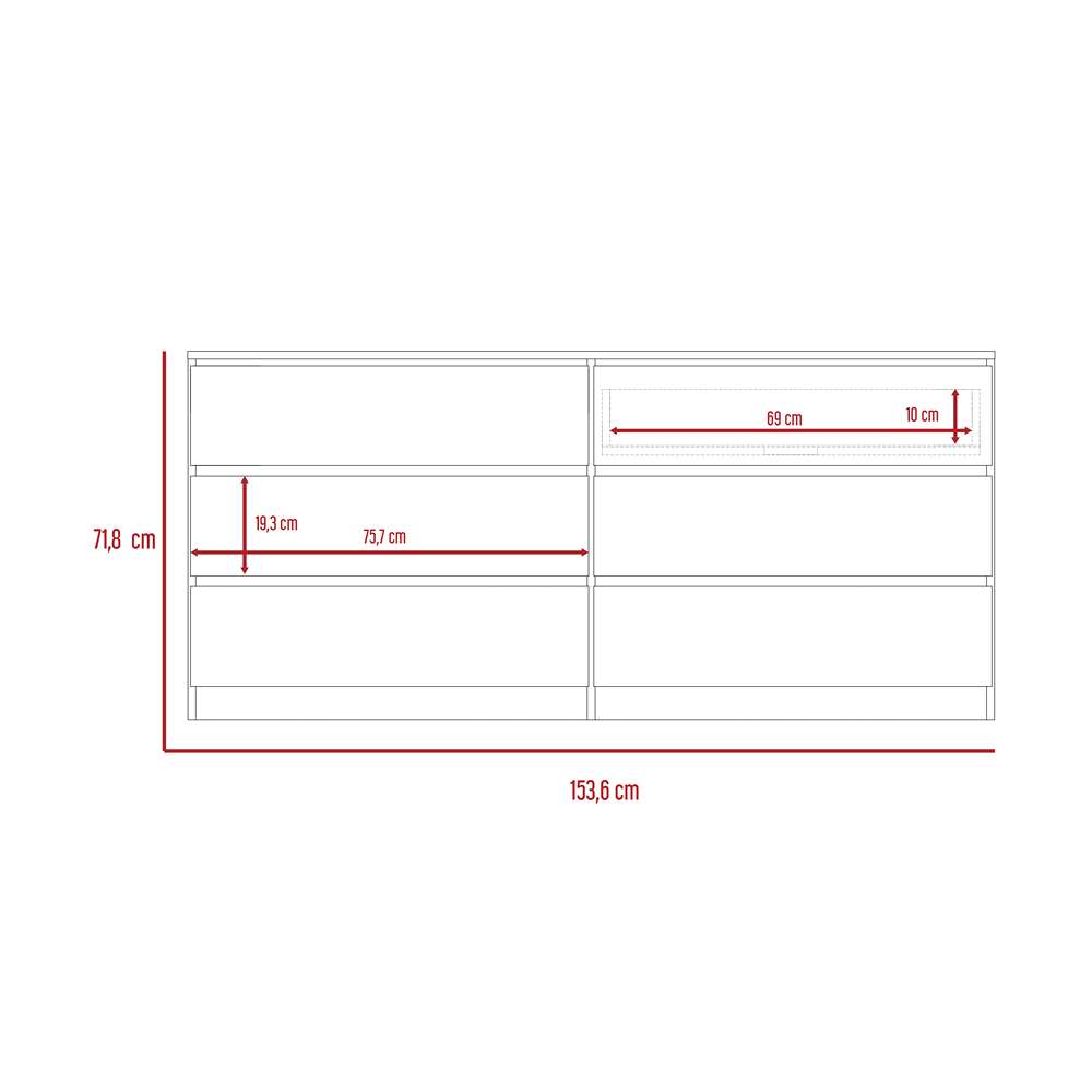 Cómoda Asteria Blanco 153x153cm De Tres Hileras con Tres Cajones - Cajoneras y Comodas | Bylmo