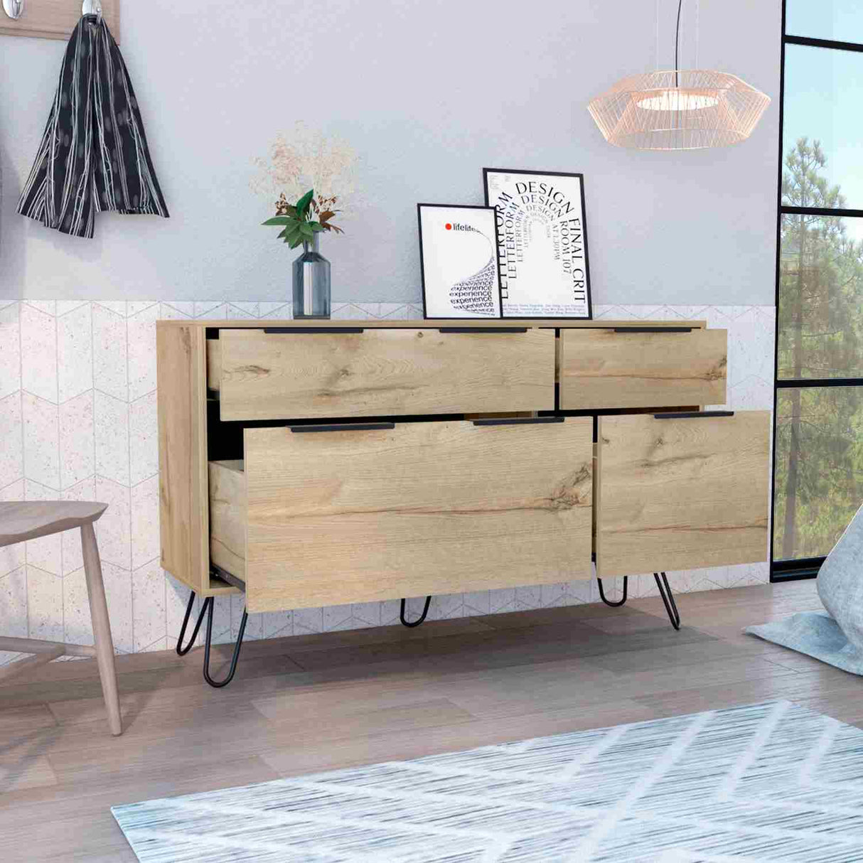 Cómoda Augusta Duna 120x74cm De Cuatro Hileras con Cuatro Cajones - Cajoneras y Comodas | Bylmo