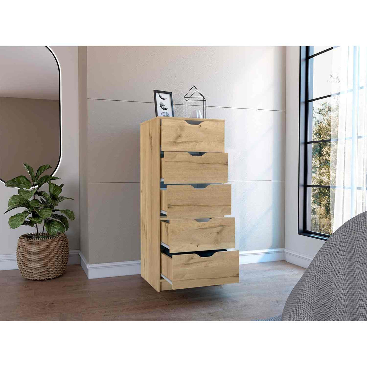 Cómoda Basilea Duna 45x108cm De Cinco Hileras con Cinco Cajones - Cajoneras y Comodas | Bylmo