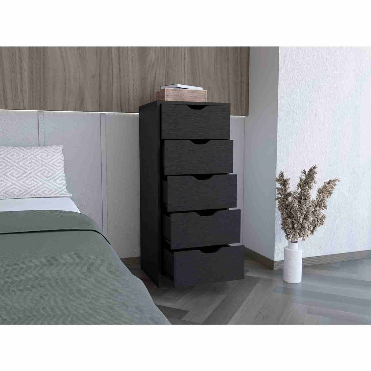 Cómoda Basilea Wengue 45x108cm De Cinco Hileras con Cinco Cajones - Cajoneras y Comodas | Bylmo