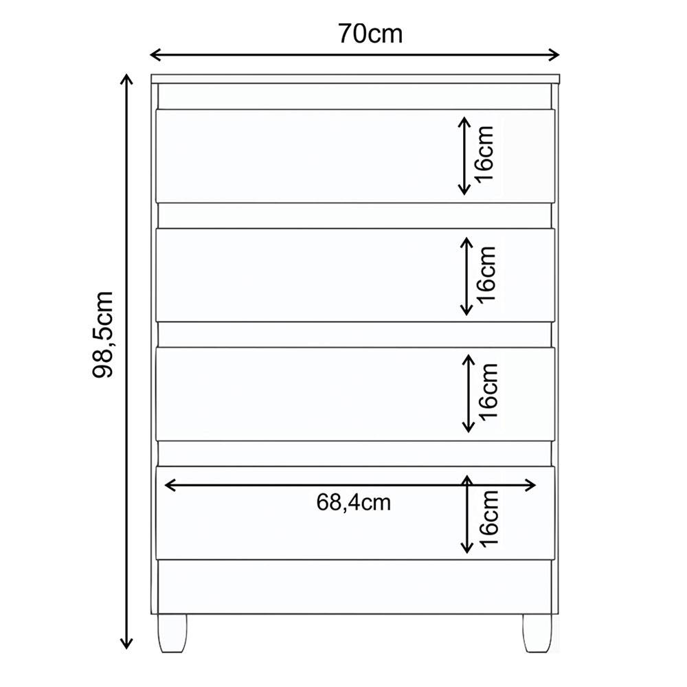 Cómoda Caliu Blanco y Rosado 70x98.5cm De Cuatro Hileras con Cuatro Cajones - Cajoneras | Bylmo