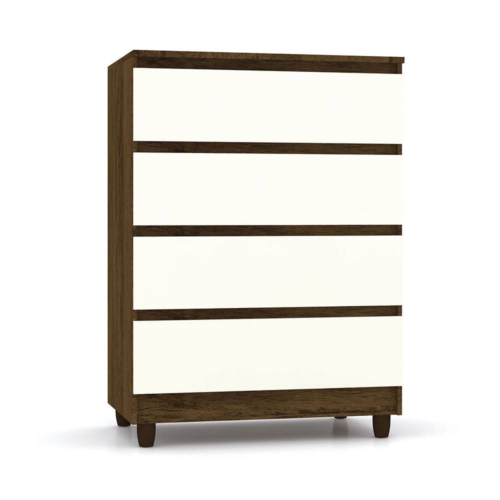 Cómoda Caliu Marron y Blanco Apagado 70x98.5cm De Cuatro Hileras con Cuatro Cajones - Cajoneras | Bylmo