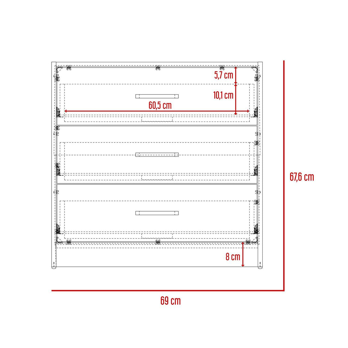 Cómoda Clay Taupe 69x68cm De Tres Hileras con Tres Cajones - Cajoneras y Comodas | Bylmo