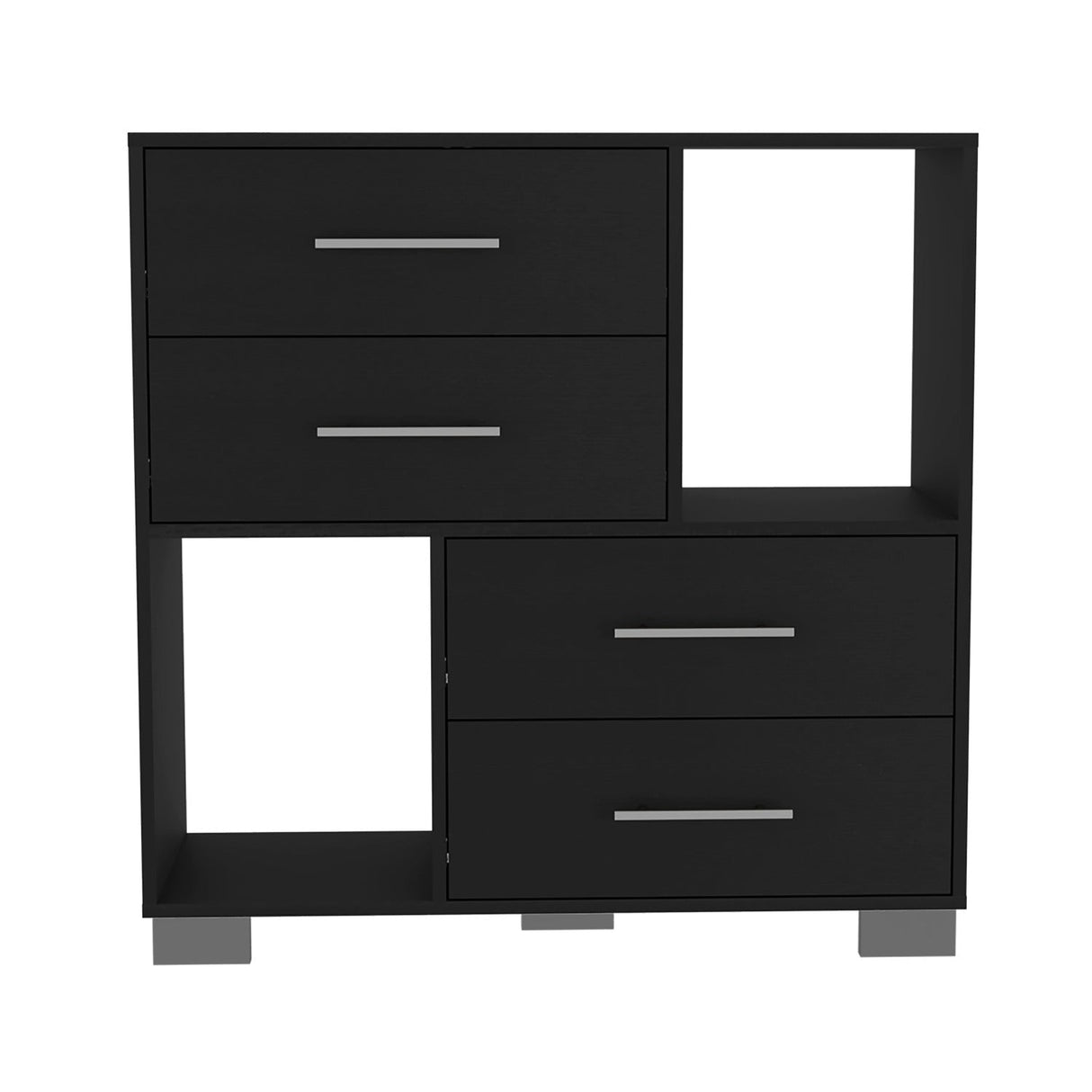 Cómoda Eleganza Wengue 90 cm con Cuatro Cajones y Entrepaños - Cajoneras y Comodas | Bylmo