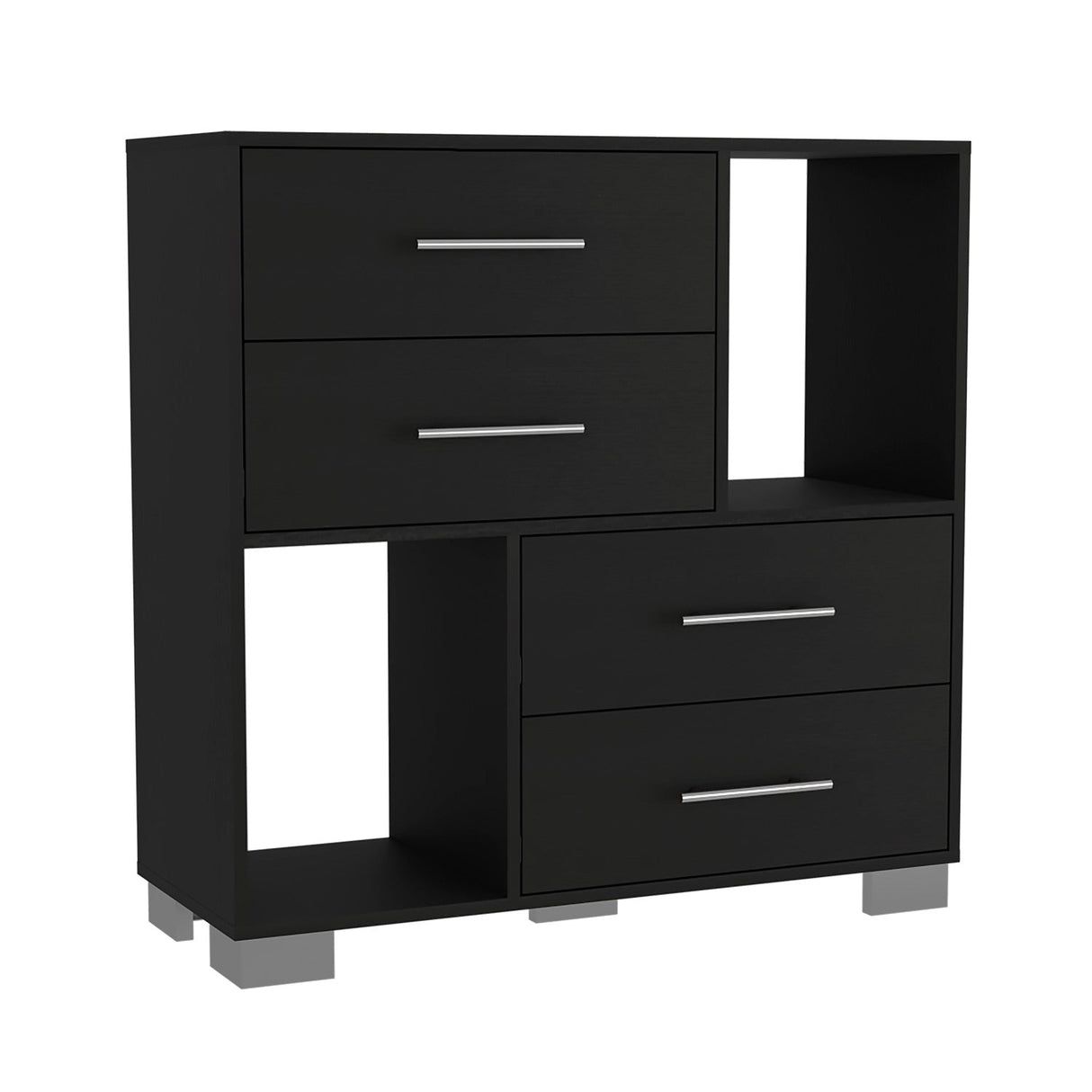 Cómoda Eleganza Wengue 90 cm con Cuatro Cajones y Entrepaños - Cajoneras y Comodas | Bylmo