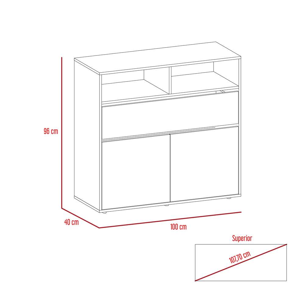 Cómoda Galanto Duna 100 cm con Un Cajón y Dos Puertas - Cajoneras | Bylmo