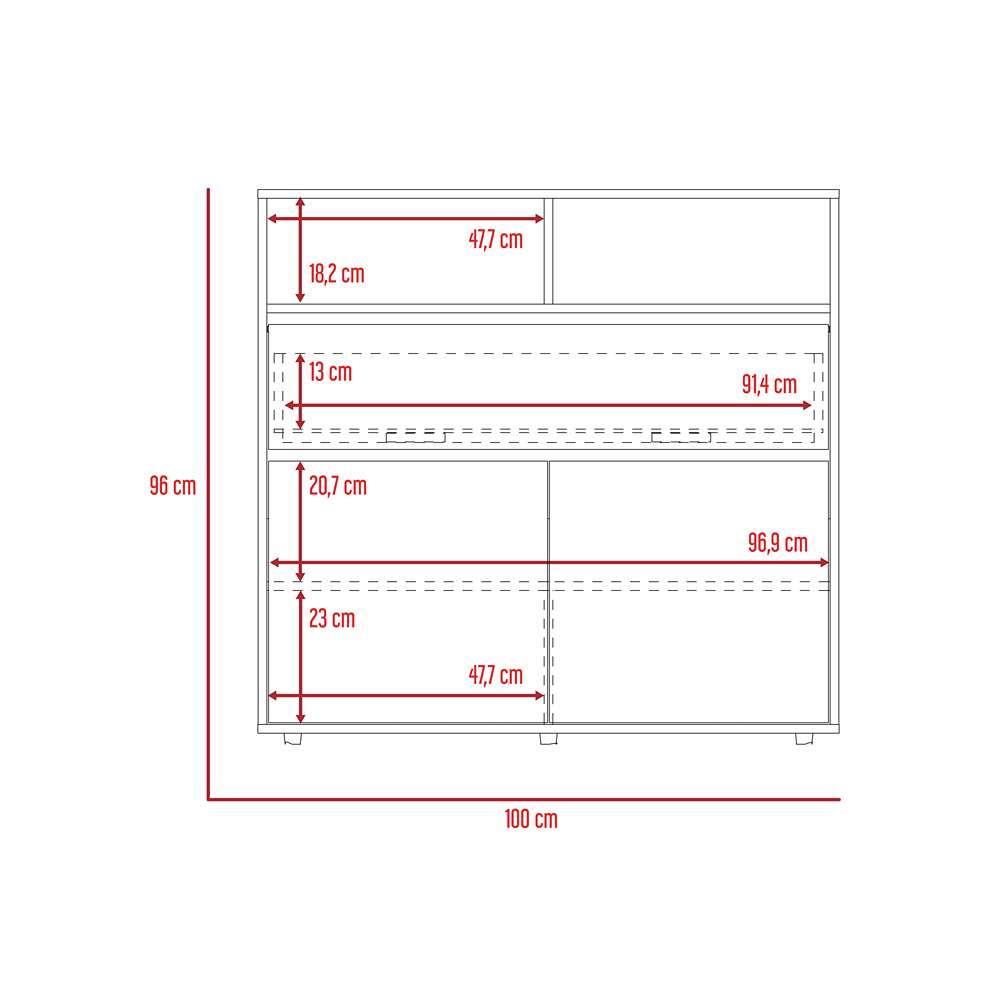Cómoda Galanto Duna 100 cm con Un Cajón y Dos Puertas - Cajoneras | Bylmo