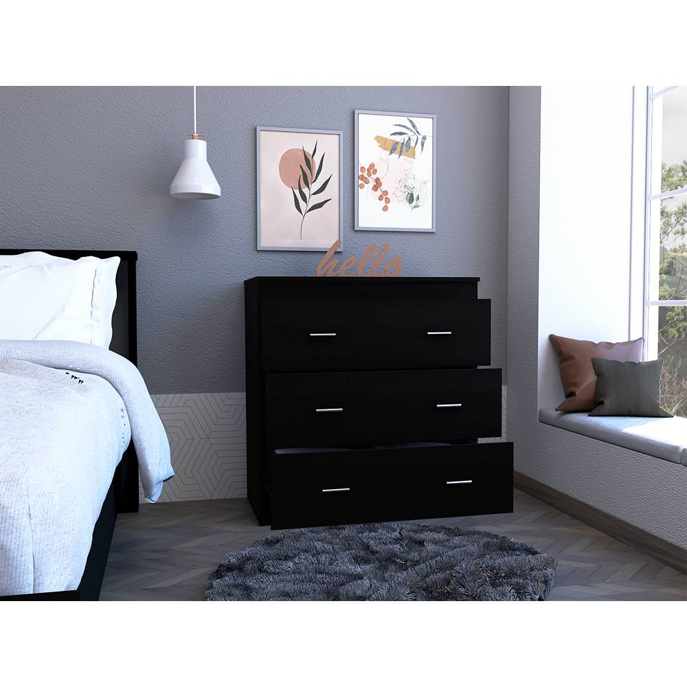 Cómoda Georgia Wengue 80x85.1cm De Tres Hileras con Tres Cajones - Cajoneras | Bylmo