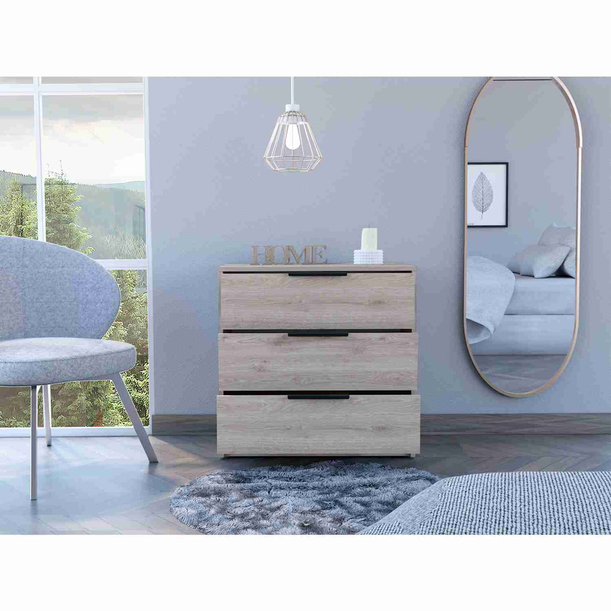 Cómoda Kaia Ceniza 70x69cm De Tres Hileras con Tres Cajones - Cajoneras y Comodas | Bylmo