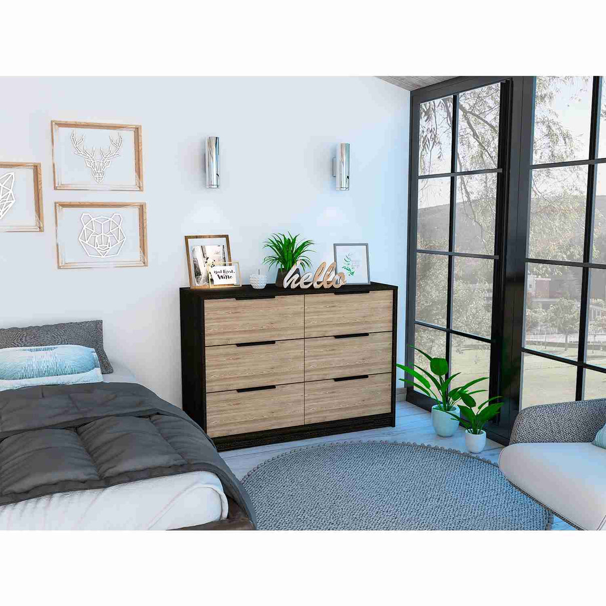 Cómoda Kaia Wengue 107x78cm De Tres Hileras con Tres Cajones - Cajoneras y Comodas | Bylmo