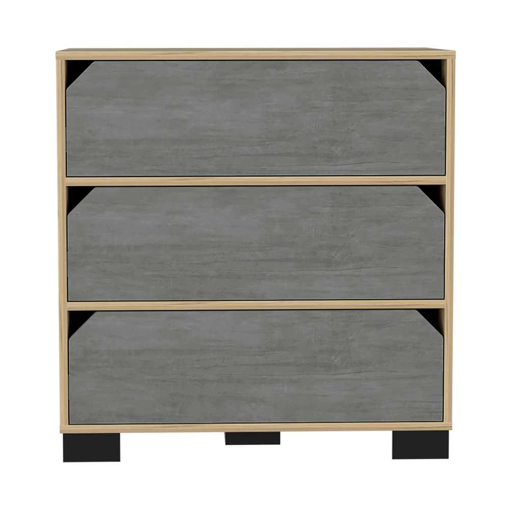 Cómoda Loira Duna y Cemento 72 cm con Tres Cajones - Cajoneras | Bylmo
