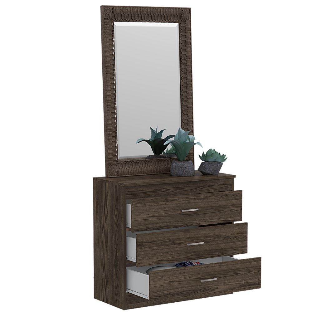 Cómoda Melia Coñac y Blanco 80x75cm De Tres Hileras con Tres Cajones - Cajoneras | Bylmo