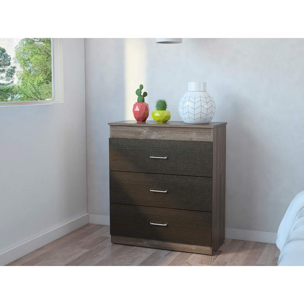 Cómoda Nápoles Siena y Wengue 80 cm con Tres Cajones - Cajoneras | Bylmo