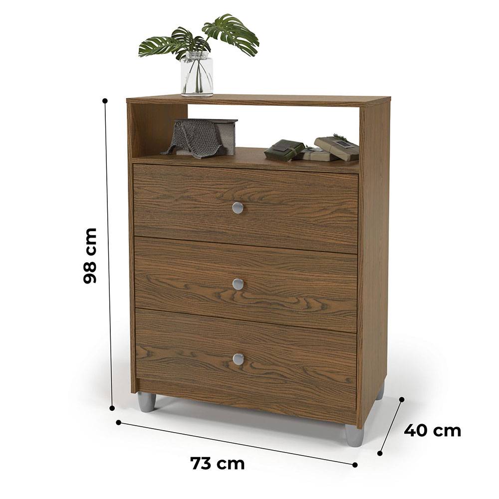 Cómoda Noah Natural 73x98cm De Tres Hileras con Tres Cajones - Cajoneras | Bylmo