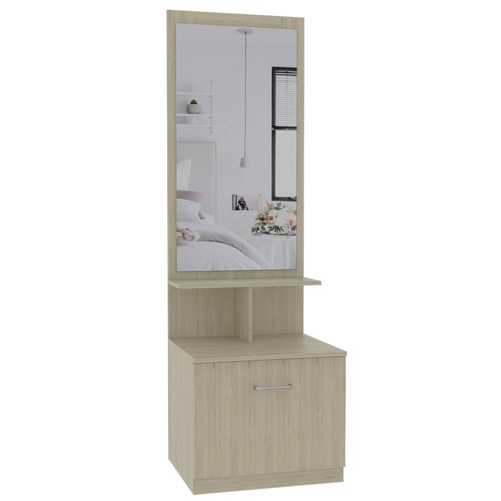 Mesa de Noche Turim Rovere y Blanco 54x170.7cm con Un Compartimiento y con Espejo - Cajoneras | Bylmo
