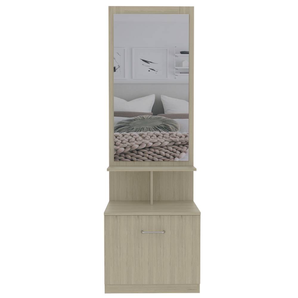 Mesa de Noche Turim Rovere y Blanco 54x170.7cm con Un Compartimiento y con Espejo - Cajoneras | Bylmo