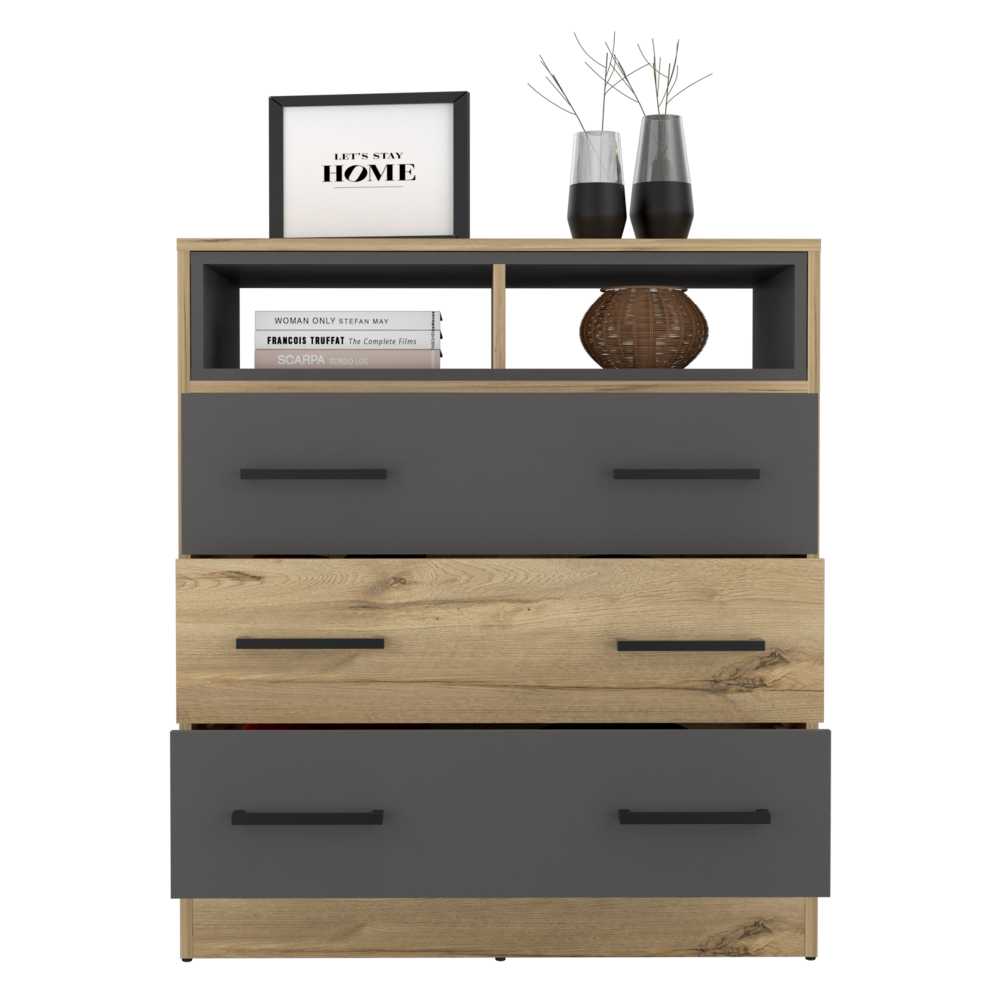 Cómoda Saint Denis Duna y Plomo 80 cm con Tres Cajones - Cajoneras | Bylmo