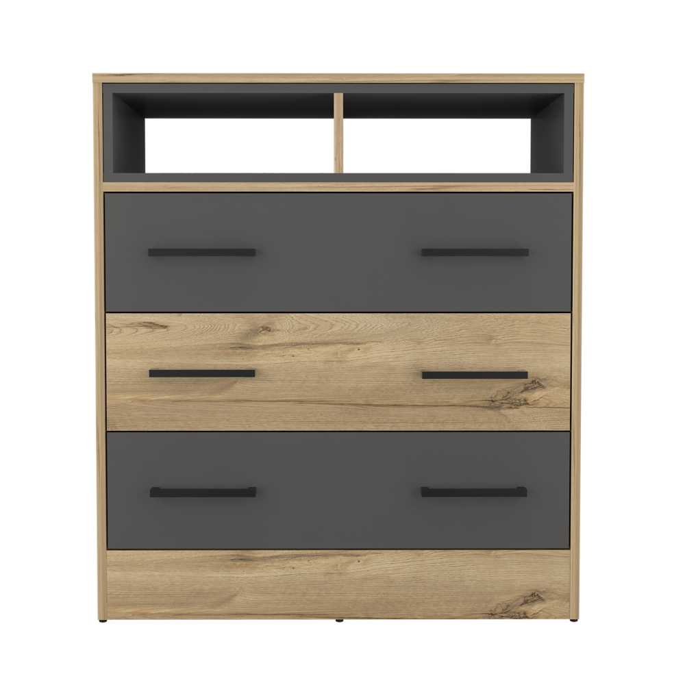 Cómoda Saint Denis Duna y Plomo 80 cm con Tres Cajones - Cajoneras | Bylmo