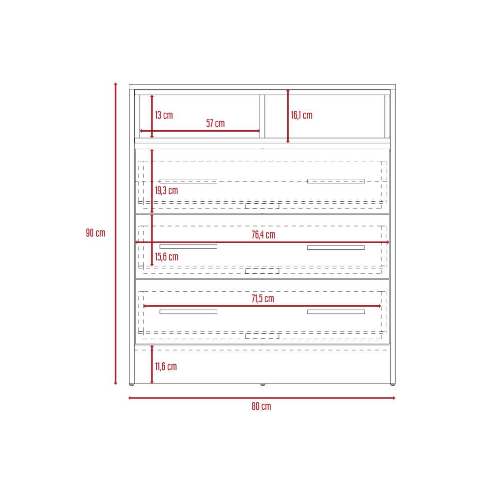 Cómoda Saint Denis Duna y Plomo 80 cm con Tres Cajones - Cajoneras | Bylmo