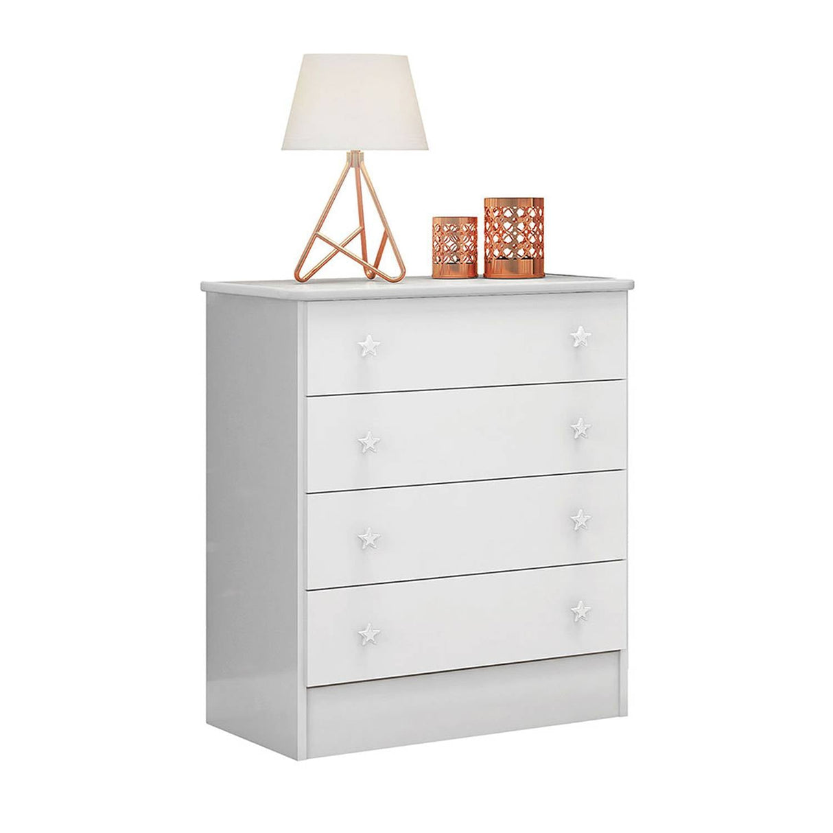 Cómoda Serena Blanco 64x79cm De Cuatro Hileras con Cuatro Cajones - Cajoneras y Comodas | Bylmo