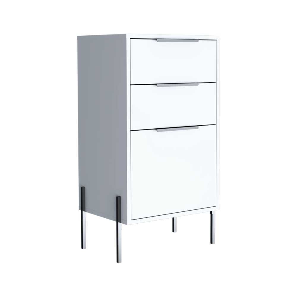 Cómoda Fremont Blanco 47 cm con Tres Cajones - Cajoneras | Bylmo