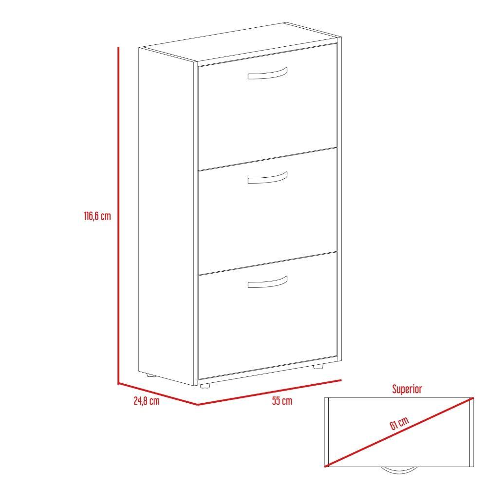 Zapatero Campora Coñac 55 cm Con Tres Puertas - Closets | Bylmo