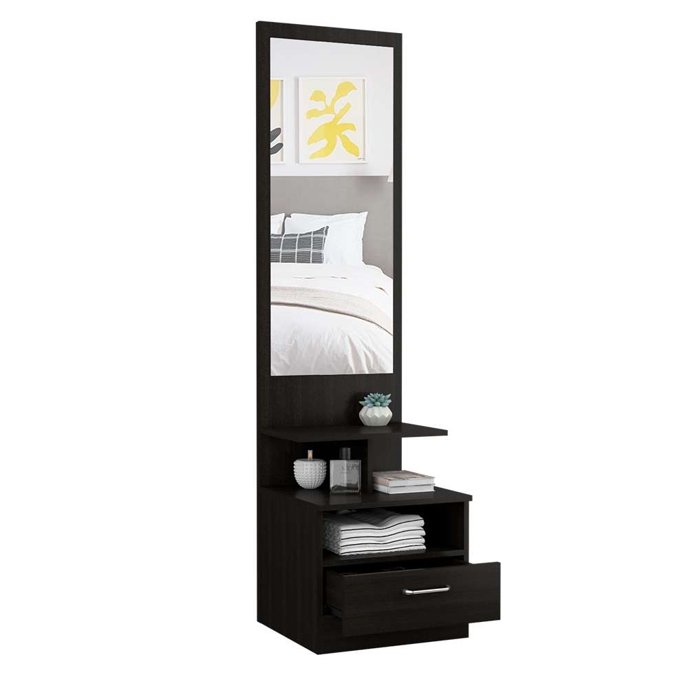 Cómoda Fiorenza Wengue 45 cm con Espejo y Un Cajón - Cajoneras | Bylmo