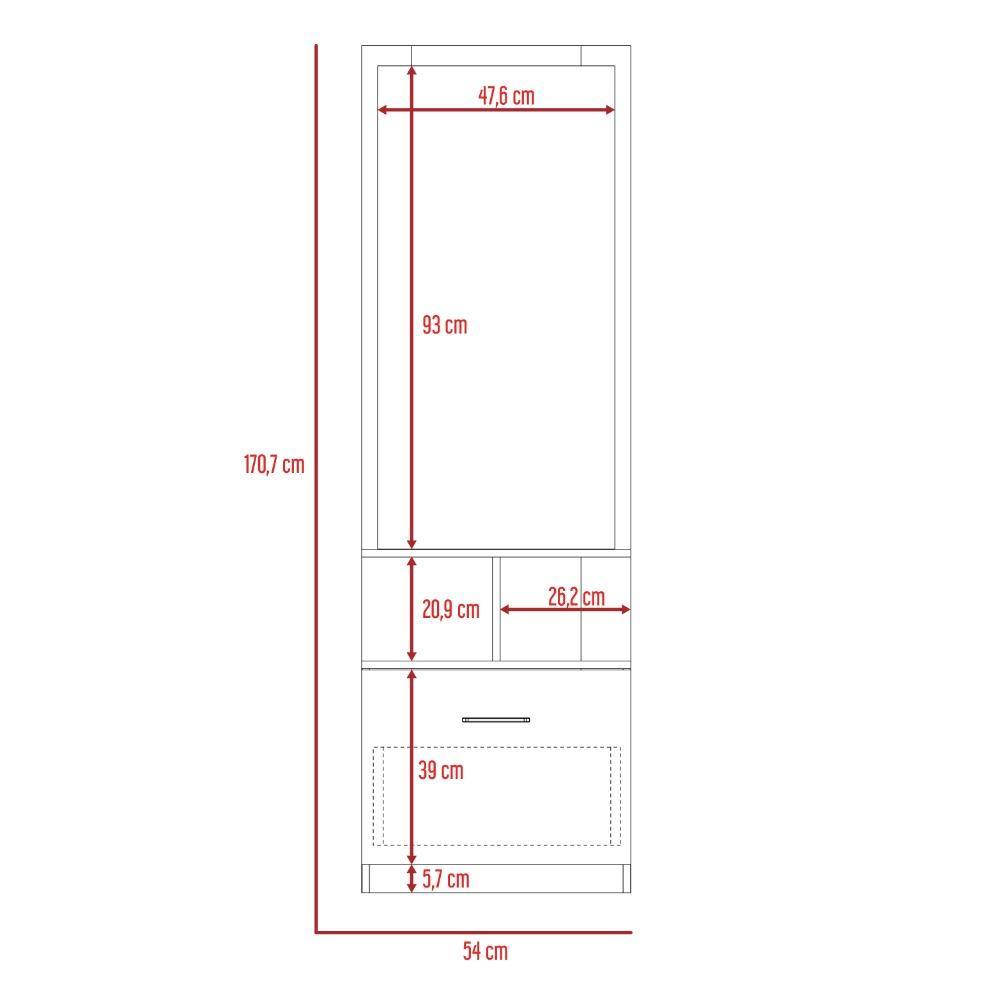 Cómoda San Martin Rovere 54 cm con Espejo y Un Cajón - Mesas de Noche | Bylmo