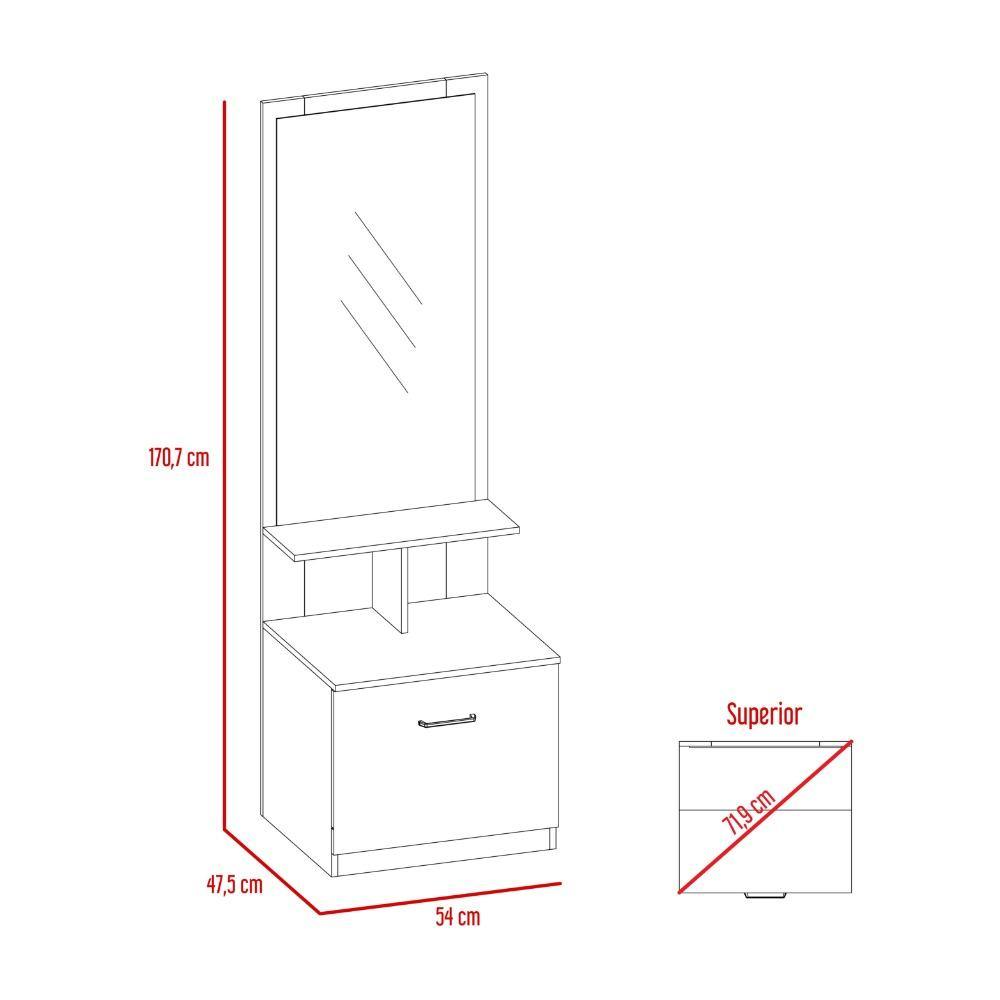 Cómoda San Martin Rovere 54 cm con Espejo y Un Cajón - Mesas de Noche | Bylmo