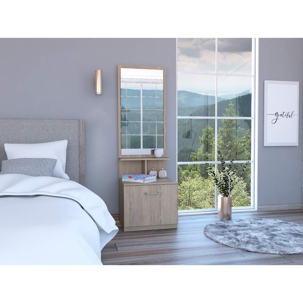Cómoda San Martin Rovere 54 cm con Espejo y Un Cajón - Mesas de Noche | Bylmo