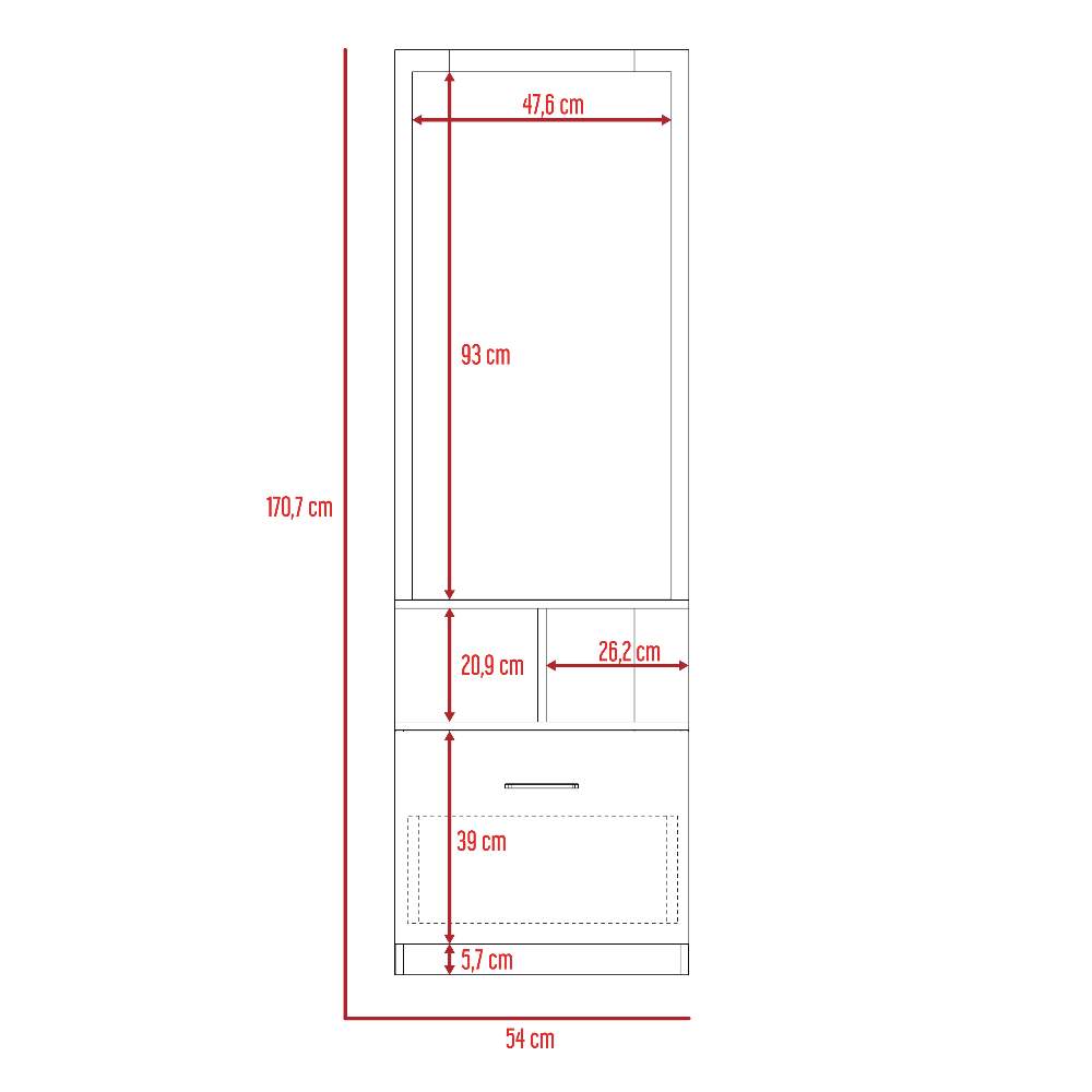 Cómoda San Martin Rovere 54 cm con Espejo y Un Cajón - Mesas de Noche | Bylmo