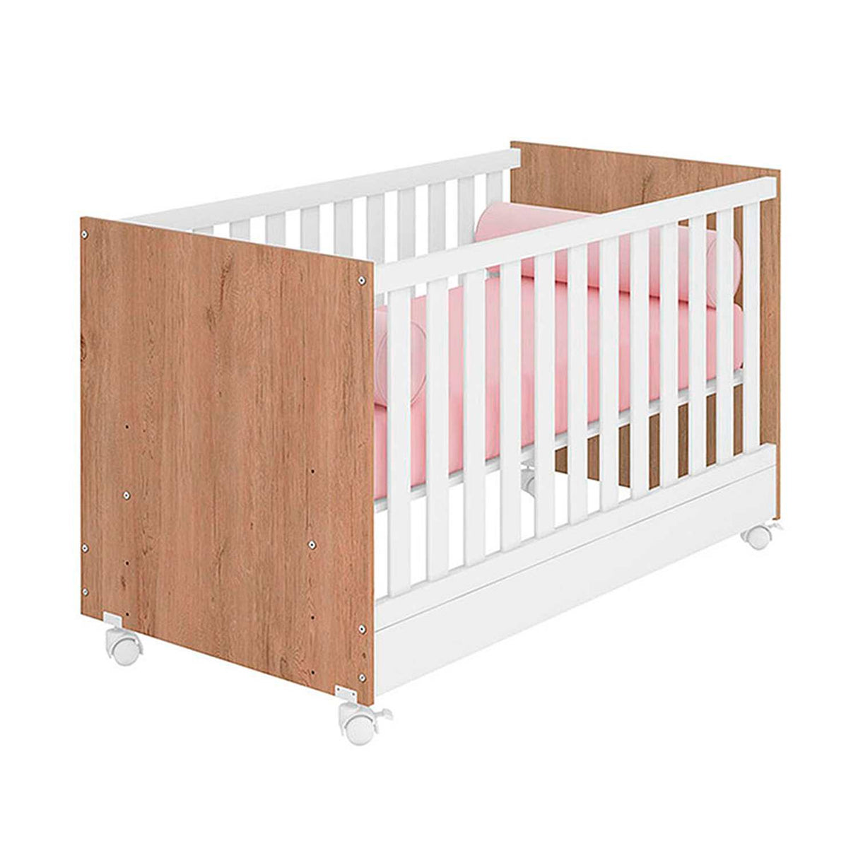 Cuna Natal Blanco y Miel 133x77cm para Colchón Infantil 60 X 130 Cm con Cabecero - Camas y Cabeceros | Bylmo