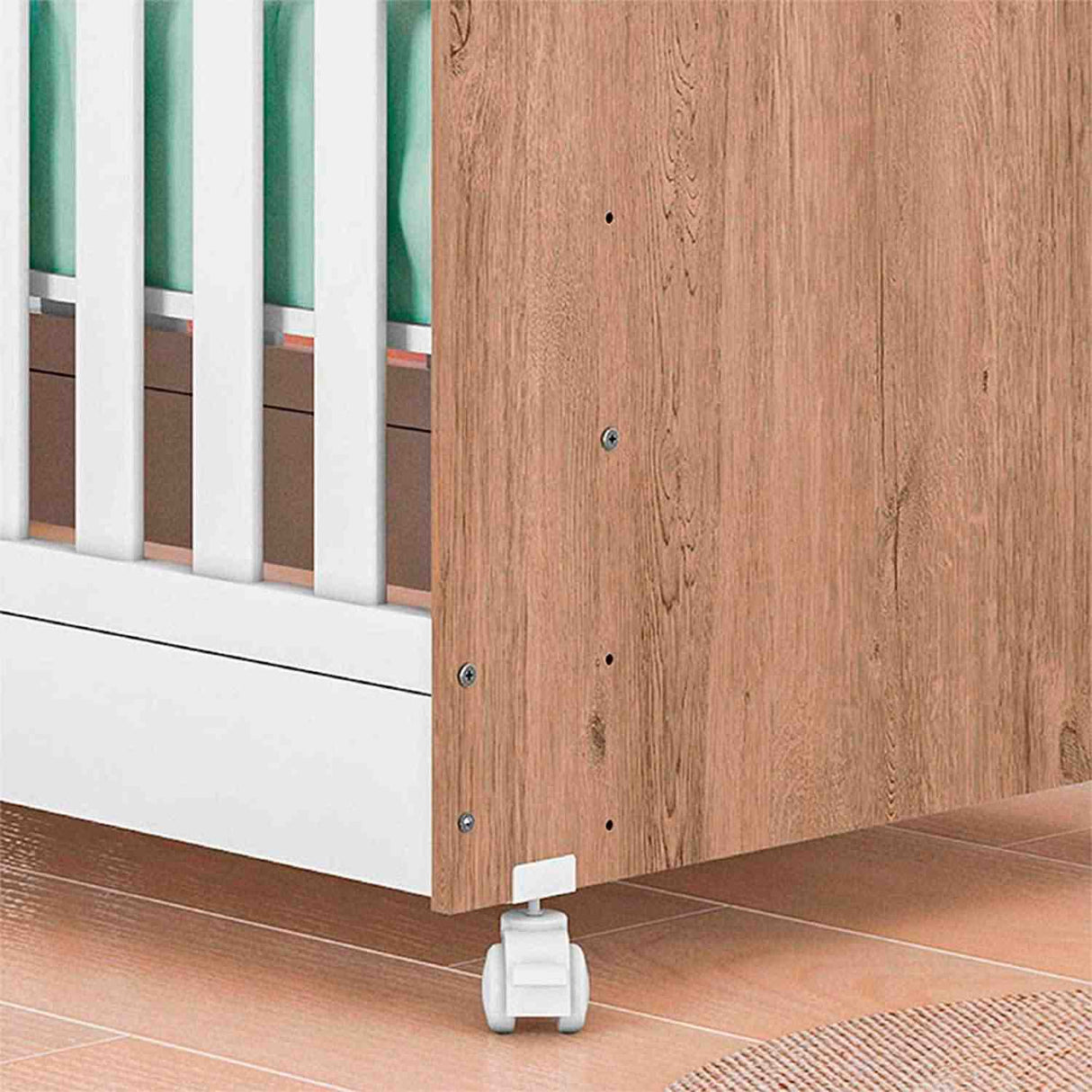 Cuna Natal Blanco y Miel 133x77cm para Colchón Infantil 60 X 130 Cm con Cabecero - Camas y Cabeceros | Bylmo