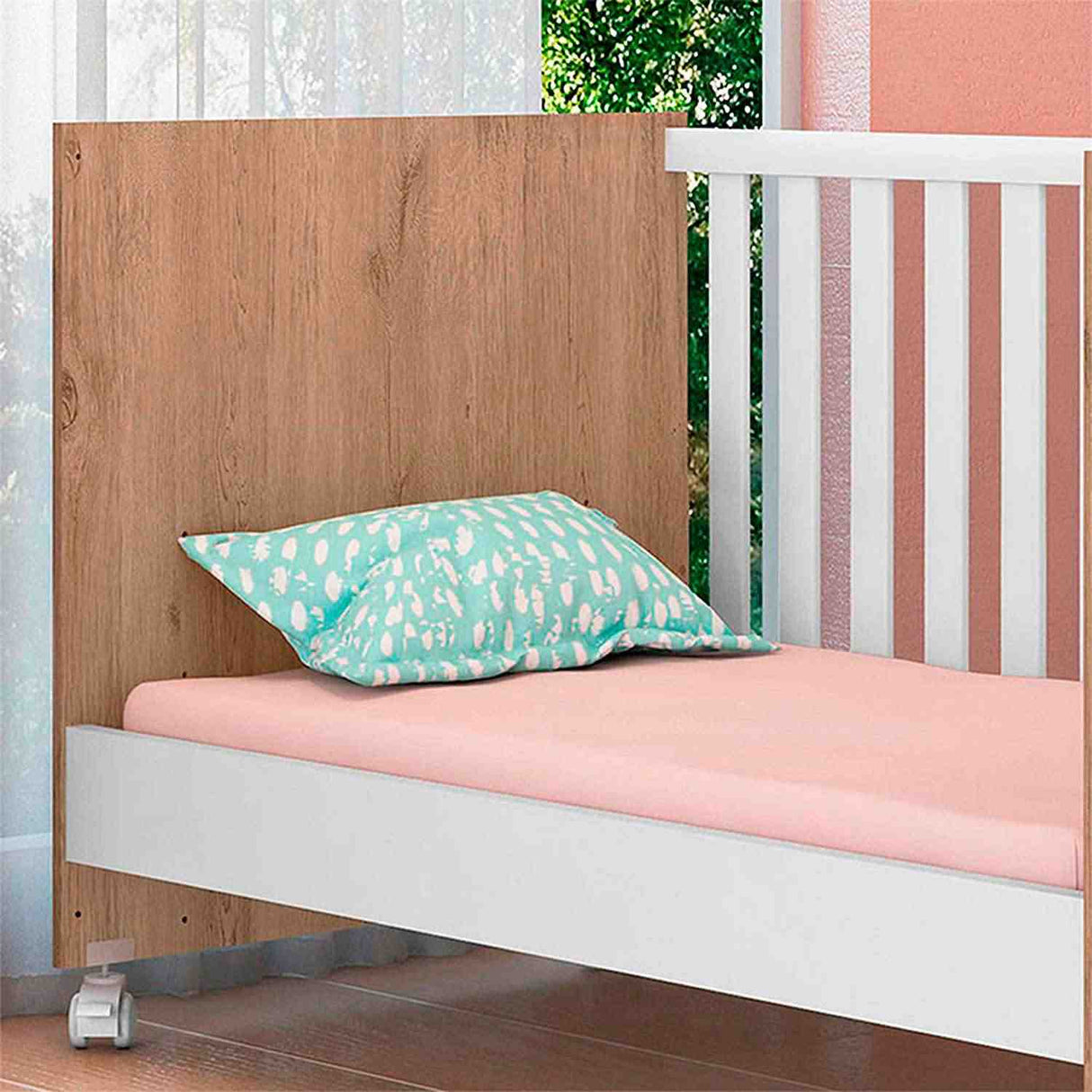 Cuna Natal Blanco y Miel 133x77cm para Colchón Infantil 60 X 130 Cm con Cabecero - Camas y Cabeceros | Bylmo