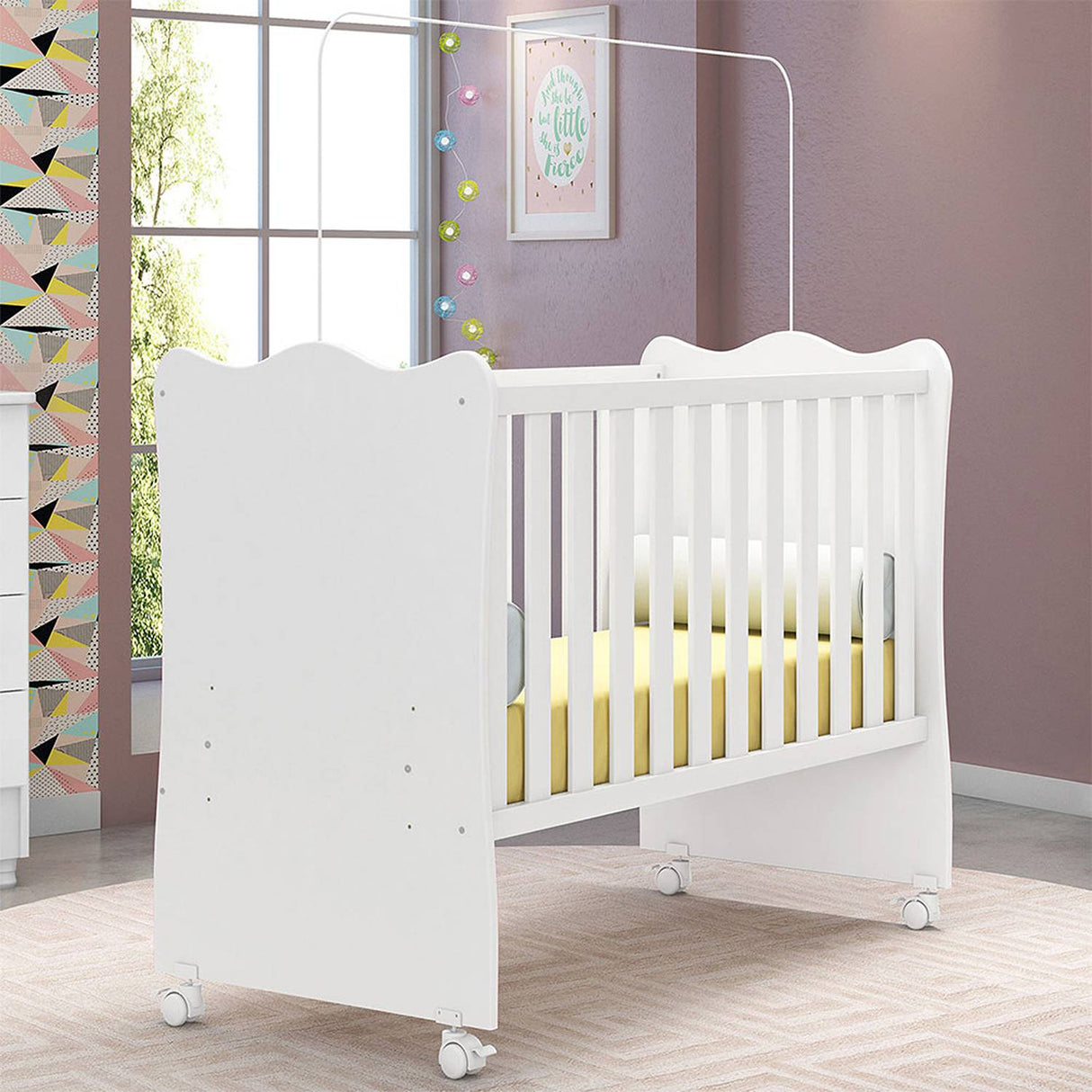 Cuna Rosario Blanco 133.5x97.8cm para Colchón Infantil 60 X 130 Cm con Cabecero - Camas y Cabeceros | Bylmo