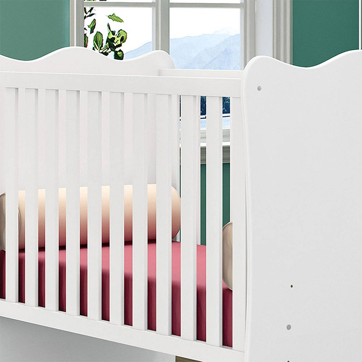 Cuna Rosario Blanco 133.5x97.8cm para Colchón Infantil 60 X 130 Cm con Cabecero - Camas y Cabeceros | Bylmo