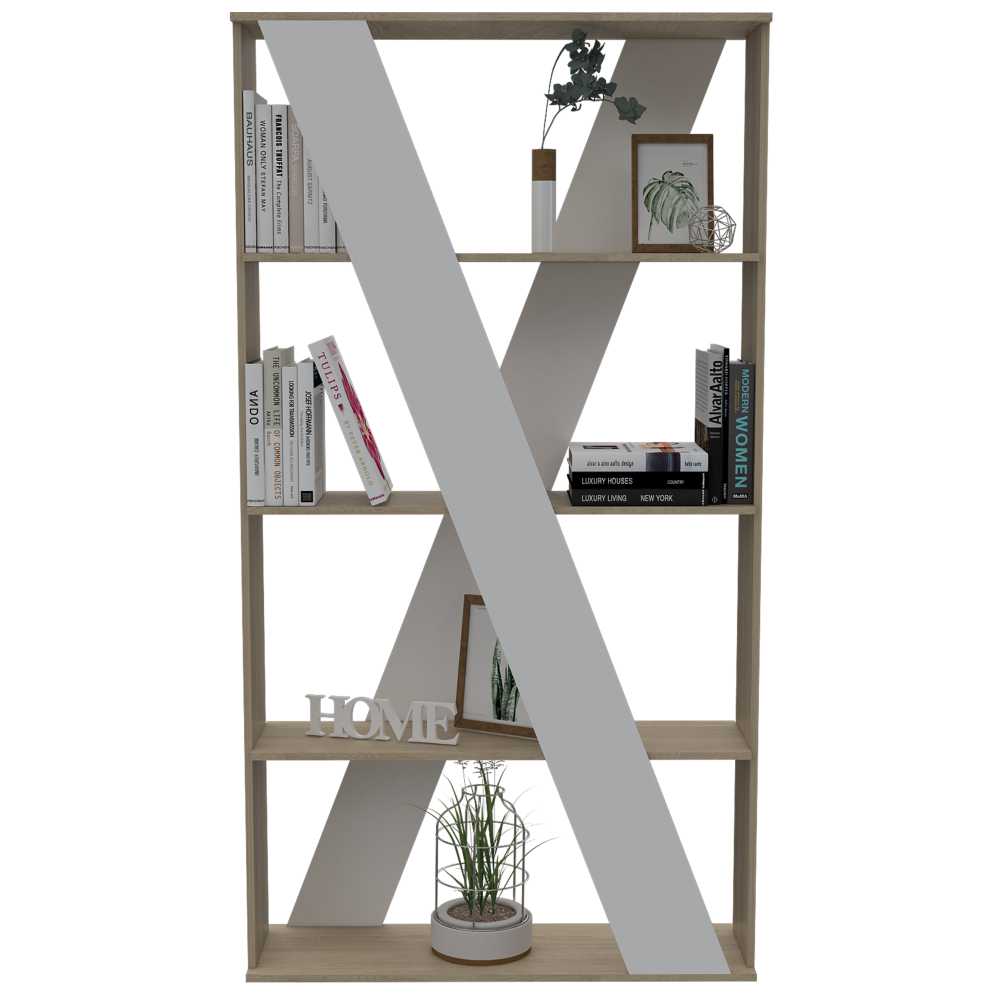 Divisor de Espacios Beijing Rovere 100x186.3cm con Cuatro Compartimientos - Bibliotecas | Bylmo