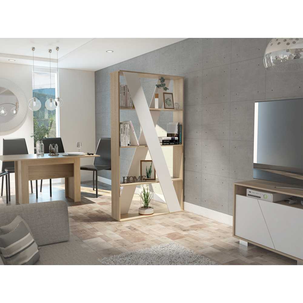 Divisor de Espacios Beijing Rovere 100x186.3cm con Cuatro Compartimientos - Bibliotecas | Bylmo