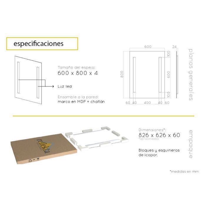 Espejo de Baño Bari Plateado 60x80cm Rectangular - Espejos de Baño | Bylmo