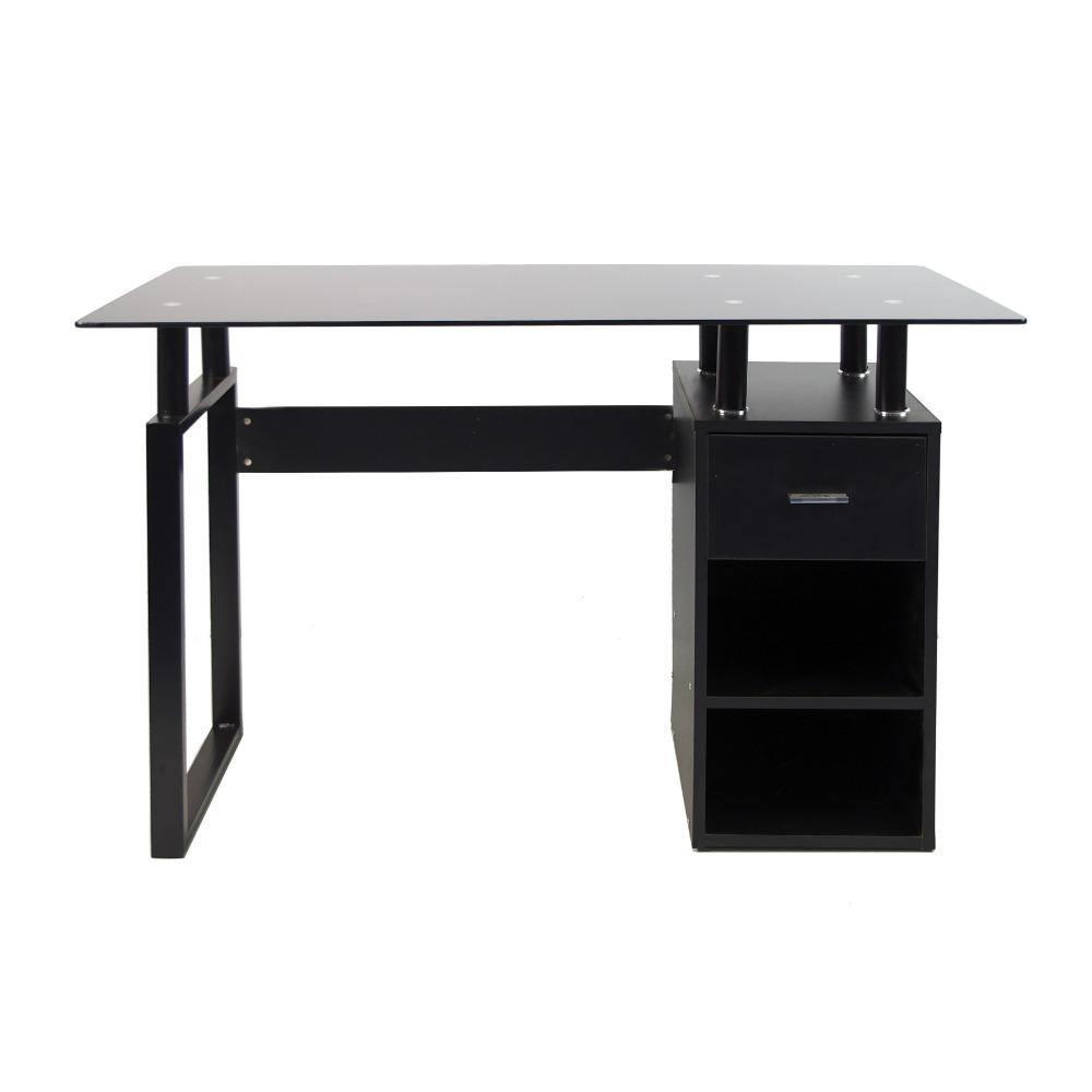 Escritorio Millau Negro 110 cm con Cajón y Entrepaños - Escritorios y Archivadores | Bylmo