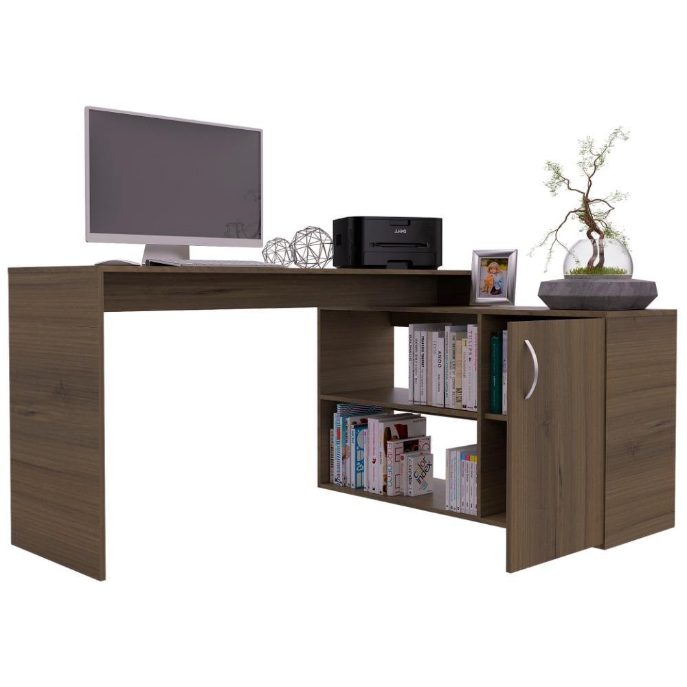 Escritorio en L Axis Cafe Expreso 151 cm con Puerta y Entrepaños - Escritorios y Archivadores | Bylmo