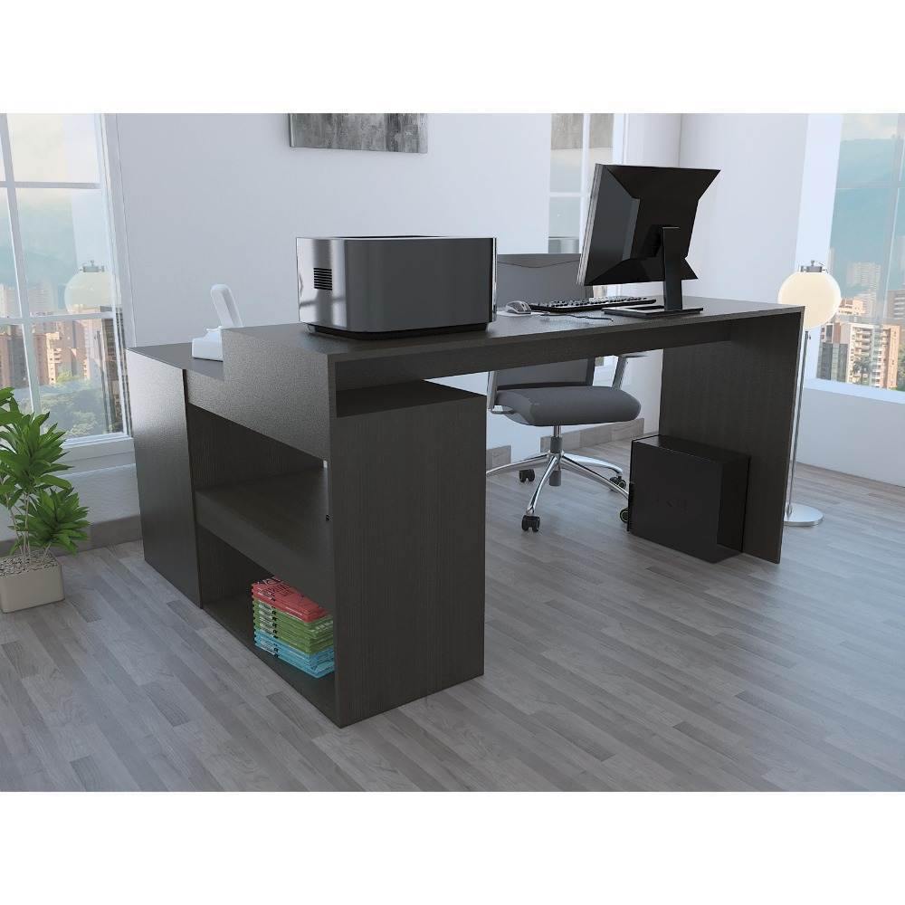 Escritorio en L Axis Wengue 151.5x76.5cm sin Cajones y con Organizador de Libros - Escritorios y Archivadores | Bylmo