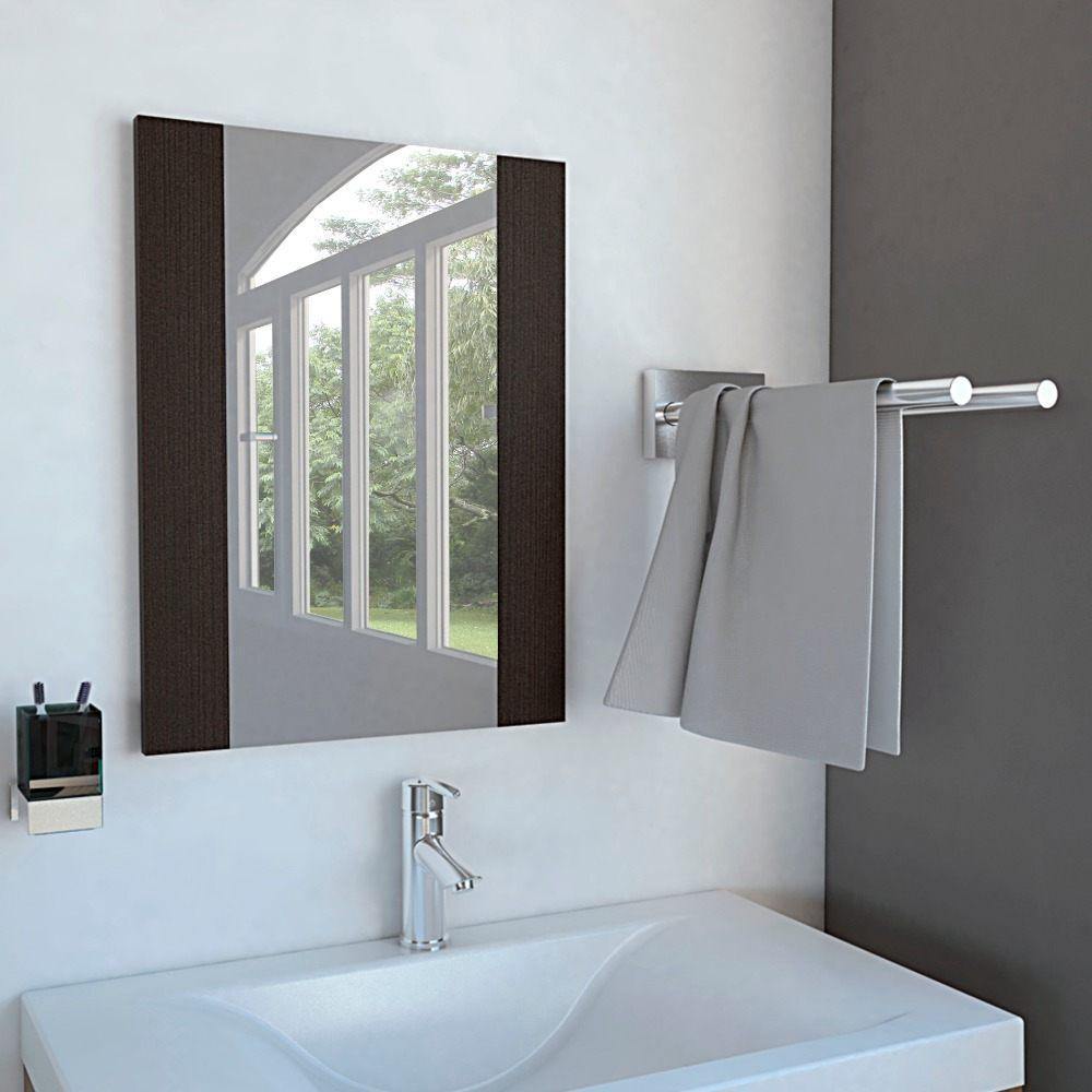 Espejo de Baño Madrid Wengue 45x60cm Rectangular y con Marco En Madera - Espejos de Baño | Bylmo