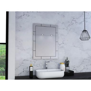 Espejo de Baño Turin Plateado 53x71cm Rectangular con Biselado - Espejos de Baño | Bylmo
