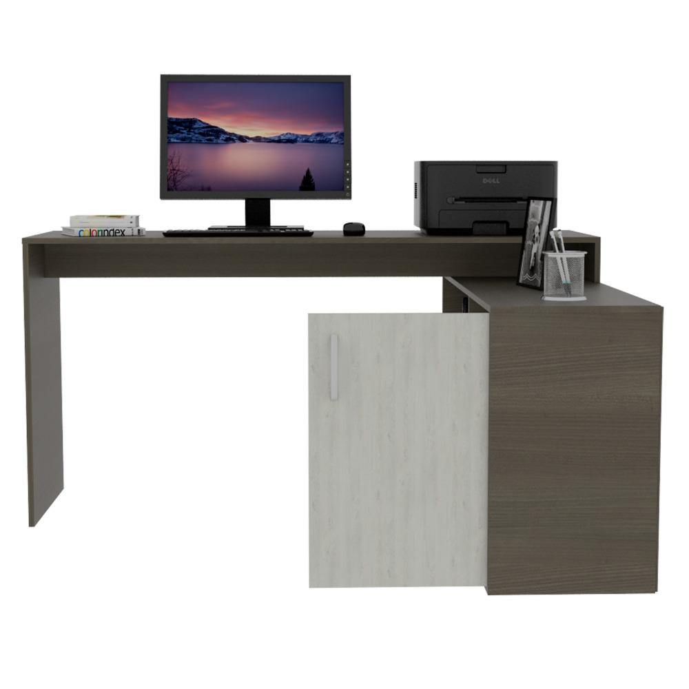 Escritorio en L Axis Olivo 151 cm con Puerta y Entrepaños - Escritorios y Archivadores | Bylmo