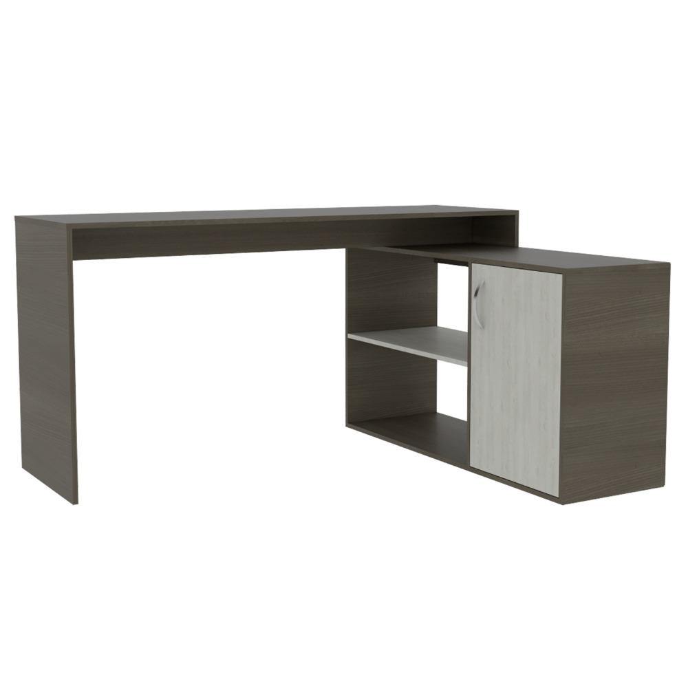 Escritorio en L Axis Olivo 151 cm con Puerta y Entrepaños - Escritorios y Archivadores | Bylmo